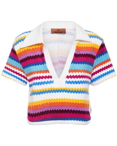 Missoni Chevron French Terry Knit Crop Top - Pink