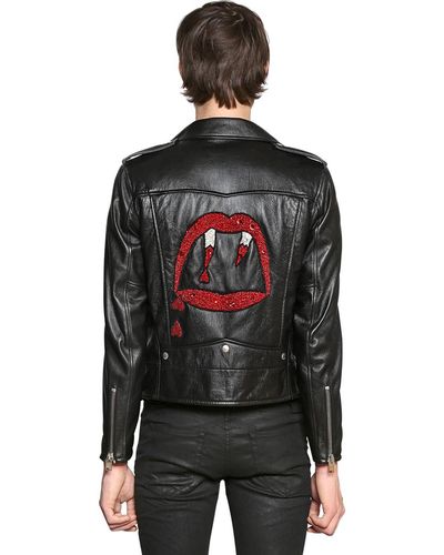 Saint Laurent Blood Luster Leather Biker Jacket - Black