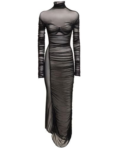 Mugler メッシュロングドレス - ブラック