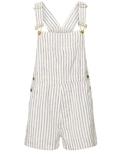 WeWoreWhat Striped Linen Blend Playsuit - White