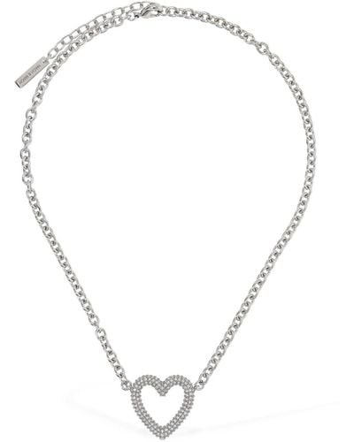 Mach & Mach Single Crystal Heart Collar Necklace - Metallic
