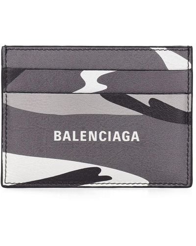 Balenciaga Porta carte di credito in pelle camouflage - Grigio