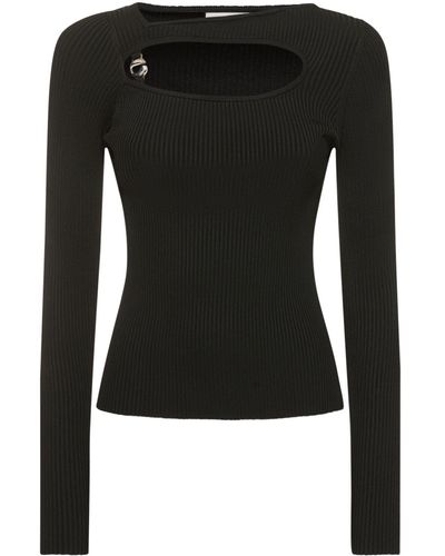 Coperni Knitted Viscose Cut-Out Top - Black