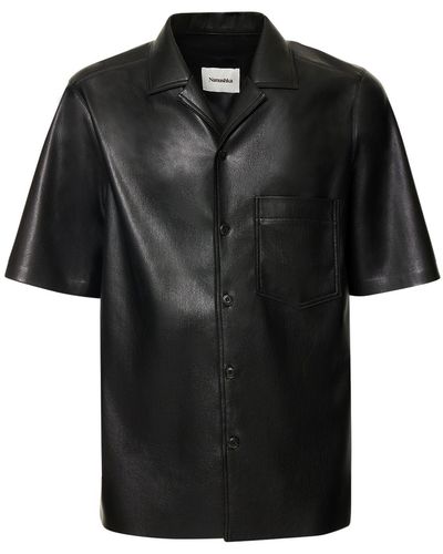 Nanushka Faux Leather S/s Shirt - Black
