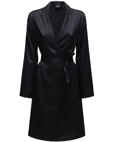 La Perla Silk Short Robe - Black