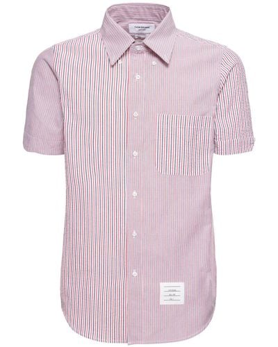 Thom Browne Button Down Cotton Straight Fit Shirt - Pink