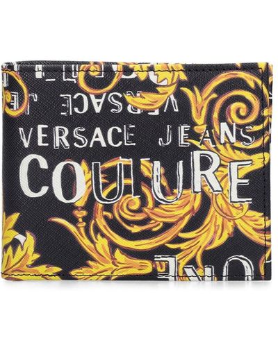 Versace Jeans Couture Brieftasche Aus Leder Mit Baroquedruck - Grau