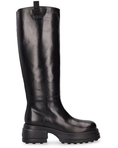 Tod's 50Mm Leather Tall Boots - Black