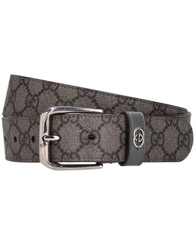 Gucci 3.5cm gg Supreme Cotton Blend Belt - Gray