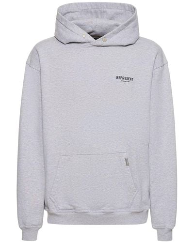Represent Owners Club Logo Cotton Hoodie - Gray
