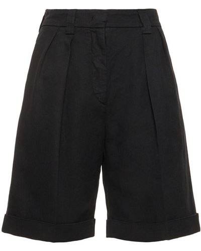 Aspesi Cotton Gabardine Knee Length Shorts - Black