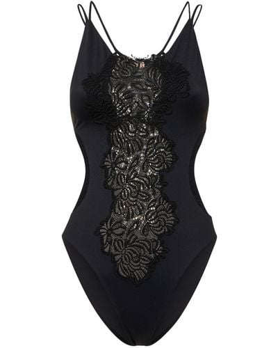 Ermanno Scervino Lycra Macramé Cutout Onepiece Swimsuit - Black