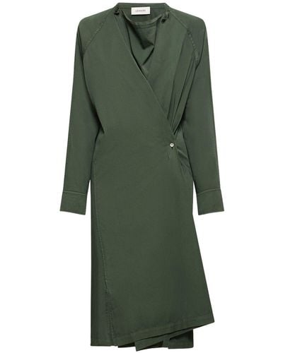 Lemaire Twisted Cotton Midi Shirt Dress - Green