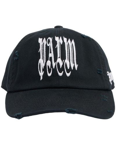 Palm Angels Gothic Logo Cotton Cap - Black