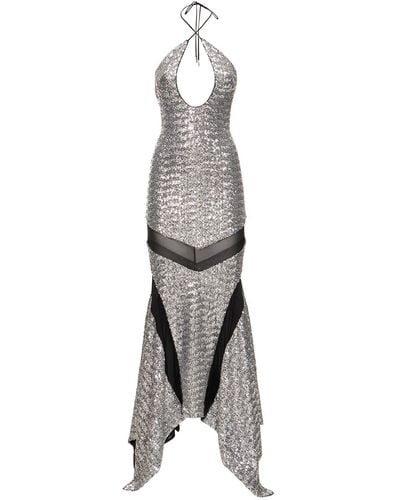 The Attico Saskia Sequined Long Dress - Gray