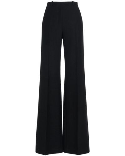 Loro Piana Emmit High Rise Wool Flared Pants - Black