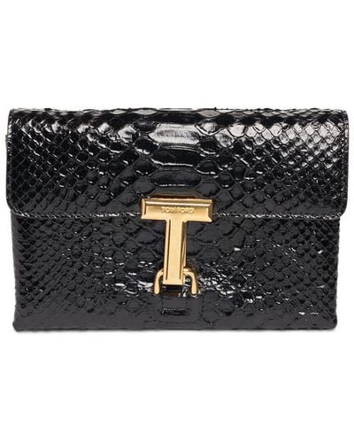 Tom Ford Mini Monarch Glossy Embossed Leather Bag - Black