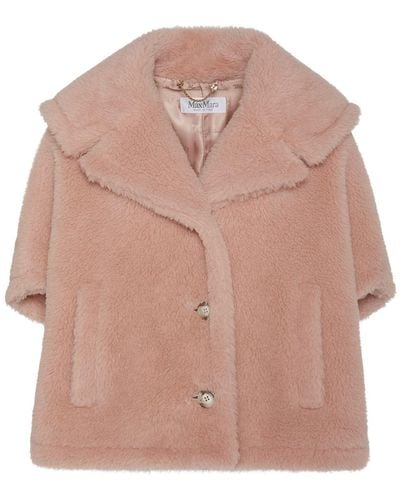 Max Mara Cambusa Wool Blend Short Sleeved Coat - Pink