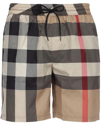 Burberry Shorts Mare In Techno Tessuto Check - Multicolore