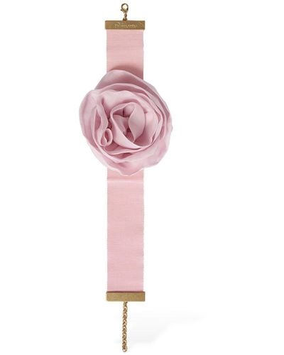 Blumarine Rose Silk Choker - Pink