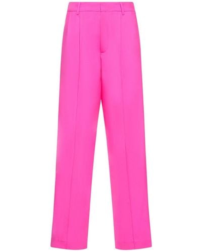 GIUSEPPE DI MORABITO Twisted Light Wool Double Wide Trousers - Pink