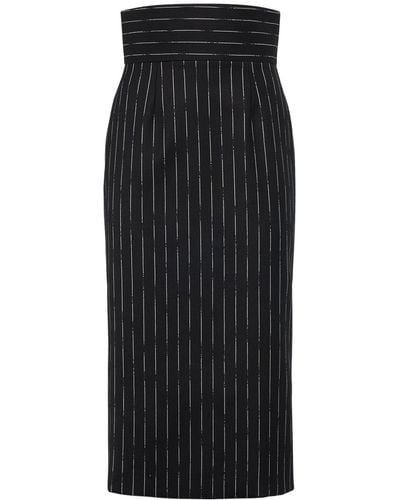 Alexander McQueen Broken Stripe Wool Skirt - Black