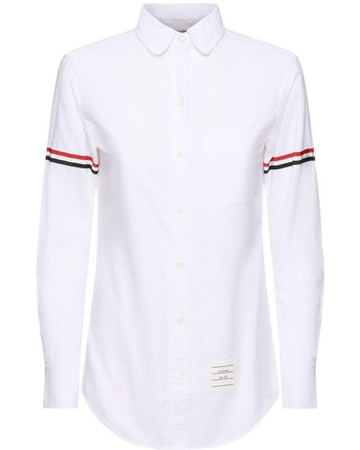 Thom Browne Classic Round Collar Shirt W/ Grosgrain - White