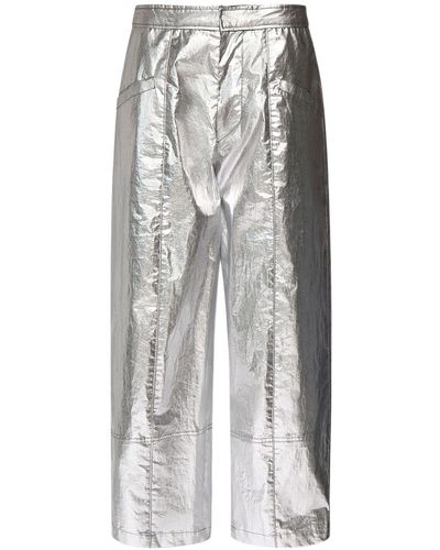 Isabel Marant Pantalon en coton enduit métallisé aude - Gris