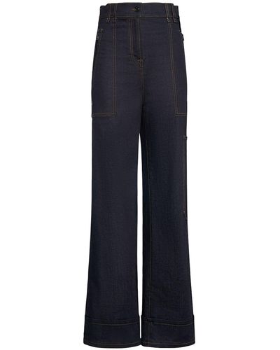 Tom Ford Jeans larghi vita alta in denim - Blu