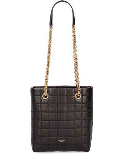 Saint Laurent Mini Leather Shopping Bag - Black