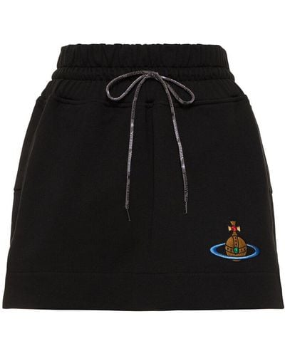 Vivienne Westwood Boxer Cotton Jersey Mini Skirt W/logo - Black