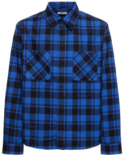 Off-White c/o Virgil Abloh Check Flannel Cotton Shirt - Blue