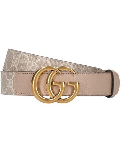 Gucci 3cm Marmont gg Supreme Canvas Belt - White