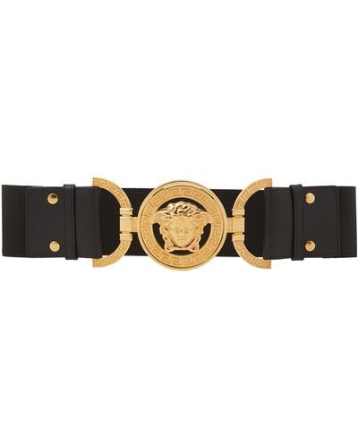 Versace 40Mm Elastic Leather Belt - Black