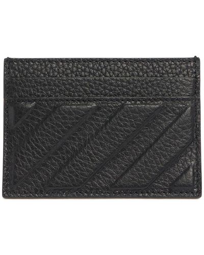 Off-White c/o Virgil Abloh Diagonal Leather Card Case - Gray