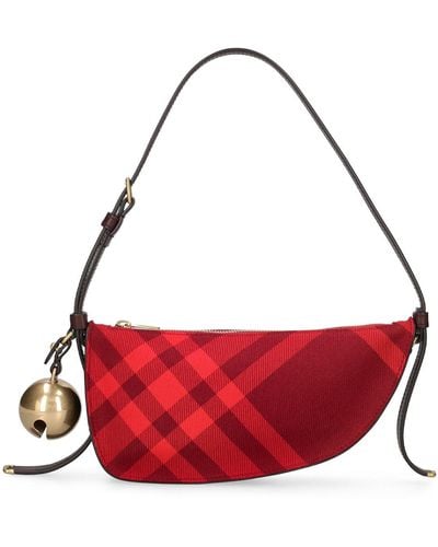 Burberry Mini Schultertasche Aus Wolle "shield Sling" - Rot