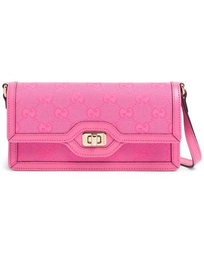 Gucci Mini Luce Leather & Canvas Shoulder Bag - Pink