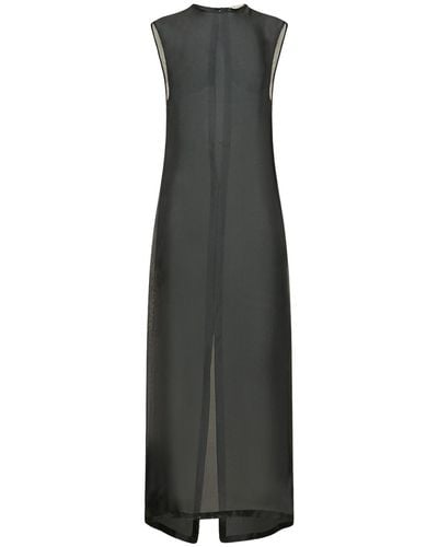 St. Agni Sheer Silk Gauze Sleeveless Midi Dress - Black
