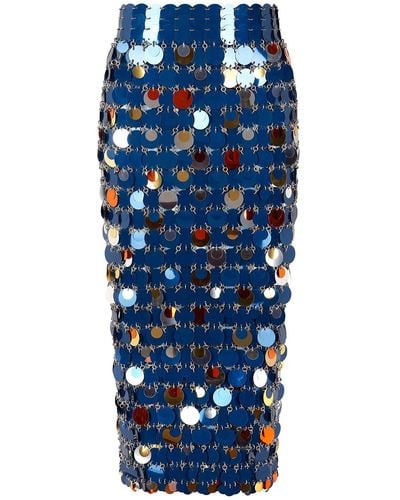 Rabanne Sequined Midi Skirt - Blue