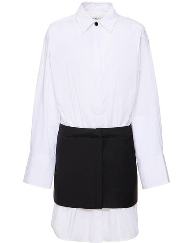 Remain Patchwork Mini Shirt Dress - White