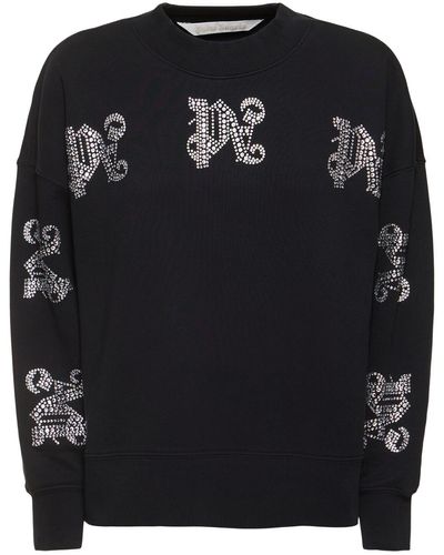 Palm Angels Monogram Cotton Sweatshirt - Black