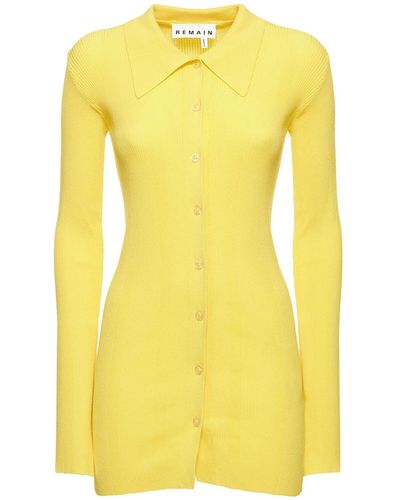 Remain Fitted Knit Viscose Cardigan - Yellow