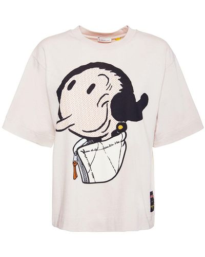 Moncler Genius Camiseta De Algodón Jersey Con Estampado - Blanco