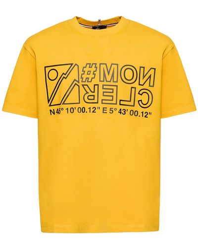 3 MONCLER GRENOBLE T-shirt en jersey de coton épais imprimé logo - Jaune