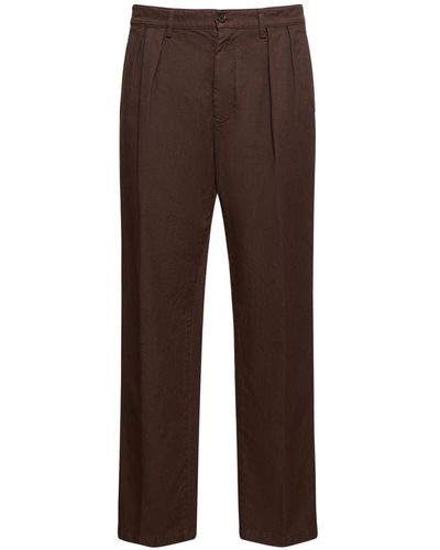 Aspesi Pantalon en coton et lin - Marron