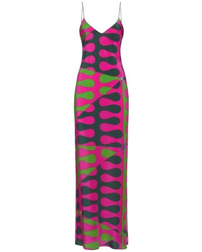 Emilio Pucci Printed Silk Crepe Long Dress - Purple