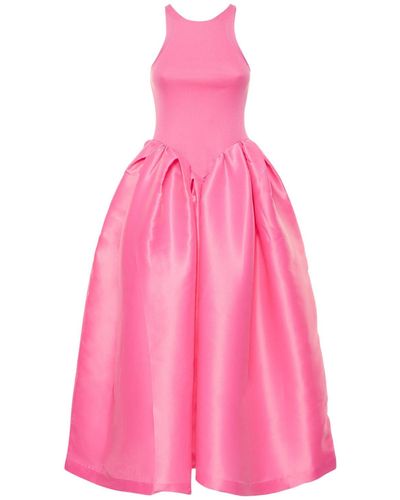 Marques'Almeida Cotton Jersey & Satin Midi Dress - Pink