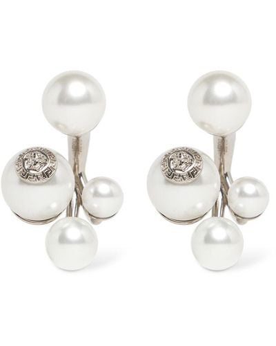 Versace Ohrringe Aus Metall Mit Kunstperlen - Weiß