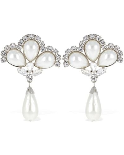Alessandra Rich Boucles d'oreilles en perles avec breloque - Blanc