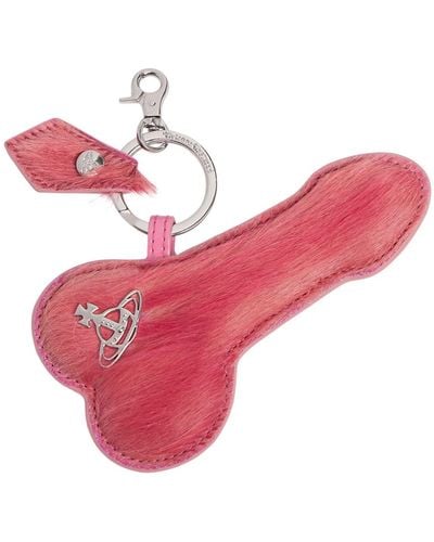 Vivienne Westwood Llavero penis de piel efecto potro - Rosa